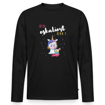 es eskaliert eh Einhorn Lustiges Party JGA Saufen - Männer Premium Bio Langarmshirt - Schwarz - Vorne - Nico (187cm)