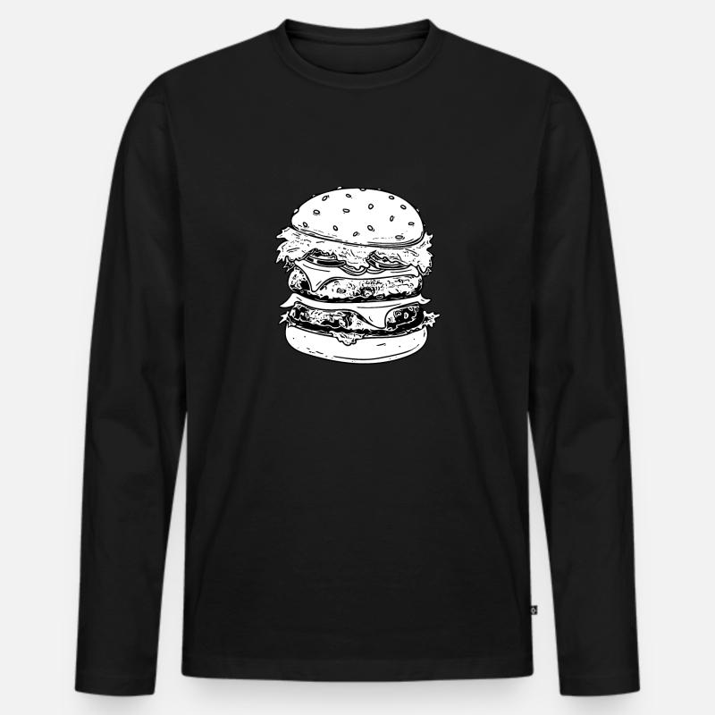 Burger - Männer Premium Bio Langarmshirt - Schwarz