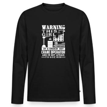 Geschützt von einem Smokin Hot Crane Operator - Männer Premium Bio Langarmshirt - Schwarz - Vorne - Nico (187cm)