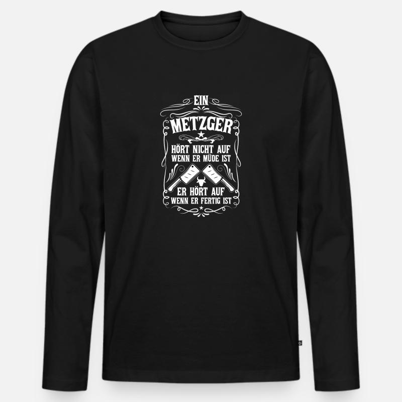 Metzger Fleischzerleger Geschenke Fleisch - Männer Premium Bio Langarmshirt - Schwarz