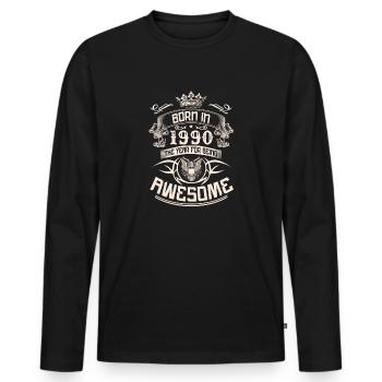 année de naissance 1990 Awesome Year - T-shirt manches longues Premium bio Homme - noir - Devant - Nico (187cm)