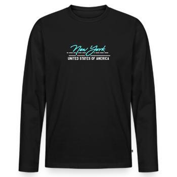 New York, New York - Männer Premium Bio Langarmshirt - Schwarz - Vorne - Nico (187cm)