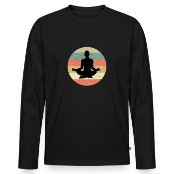 Méditation vintage - T-shirt manches longues Premium bio Homme - noir - Devant - Nico (187cm)