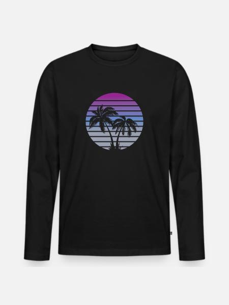 80s miami style beach palms - Men's Premium Organic Long Sleeve Shirt - black