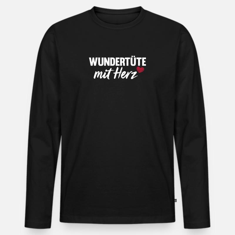 Wundertüte mit Herz Spruch - Männer Premium Bio Langarmshirt - Schwarz