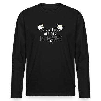 Ich bin älter als das Internet - Männer Premium Bio Langarmshirt - Schwarz - Vorne - Nico (187cm)