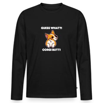 Cute corgi lover gift - Men's Premium Organic Long Sleeve Shirt - black - Front - Nico (187cm)