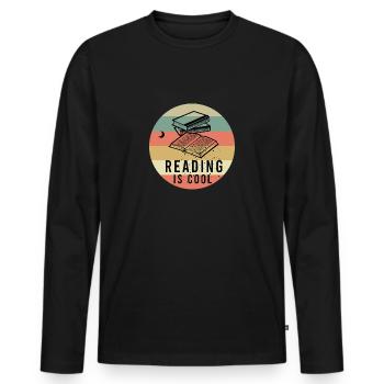 La lecture est cool - T-shirt manches longues Premium bio Homme - noir - Devant - Nico (187cm)