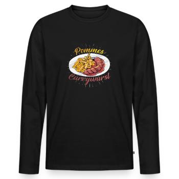 Pommes Currywurst - Männer Premium Bio Langarmshirt - Schwarz - Vorne - Nico (187cm)