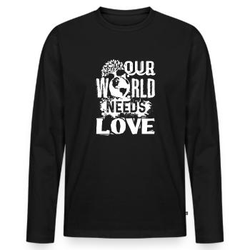 Jour de la Terre La Terre a besoin d'amour - T-shirt manches longues Premium bio Homme - noir - Devant - Nico (187cm)
