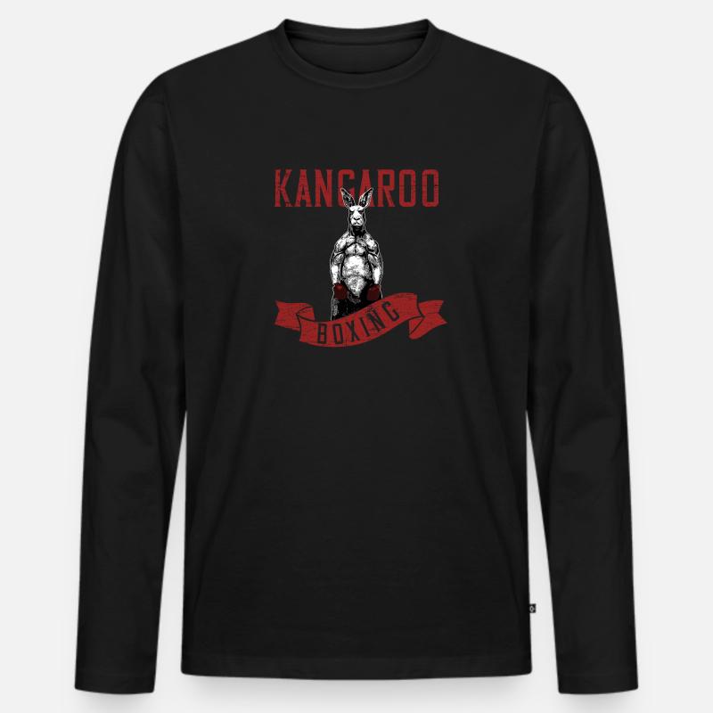 Känguru Boxen Boxhandschuh Witzig - Männer Premium Bio Langarmshirt - Schwarz
