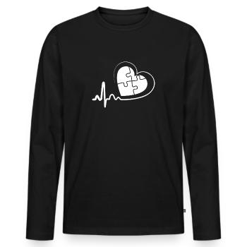 Sensibilisation à l'autisme Sensibilisation à l'autisme Rythme cardiaque - T-shirt manches longues Premium bio Homme - noir - Devant - Nico (187cm)