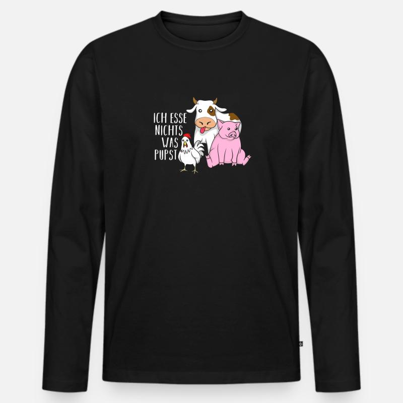 Ich esse nichts was pupst - Männer Premium Bio Langarmshirt - Schwarz