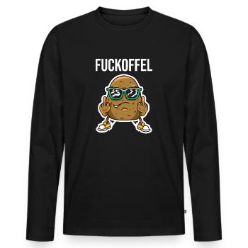 Fuckoffel Lustiges Kartoffel Geschenk - Männer Premium Bio Langarmshirt - Schwarz - Vorne - Nico (187cm)