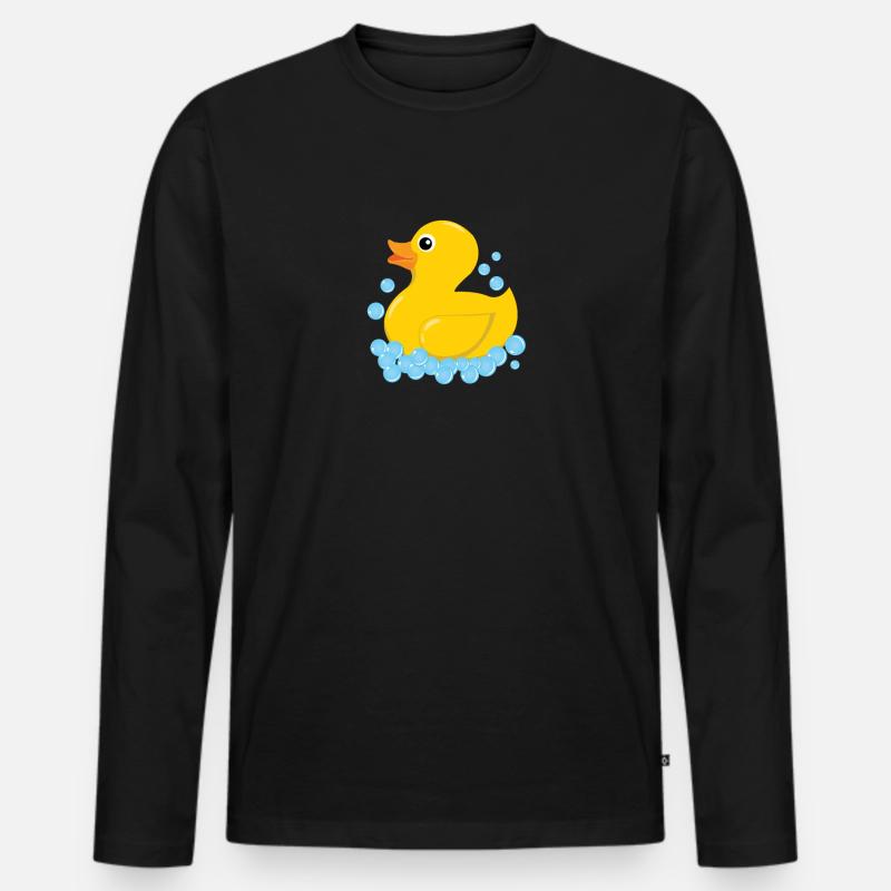 Quietscheentchen Gummiente - Männer Premium Bio Langarmshirt - Schwarz