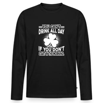 St Patrick's Day Funny St Patrick Day - Men's Premium Organic Long Sleeve Shirt - black - Front - Nico (187cm)