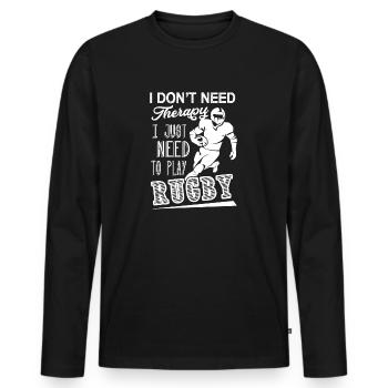 Rugby J'ai juste besoin de jouer au rugby - T-shirt manches longues Premium bio Homme - noir - Devant - Nico (187cm)