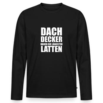 Dachdecker - Männer Premium Bio Langarmshirt - Schwarz - Vorne - Nico (187cm)