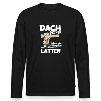 Dachdecker - Männer Premium Bio Langarmshirt - Schwarz - Vorne - Nico (187cm)