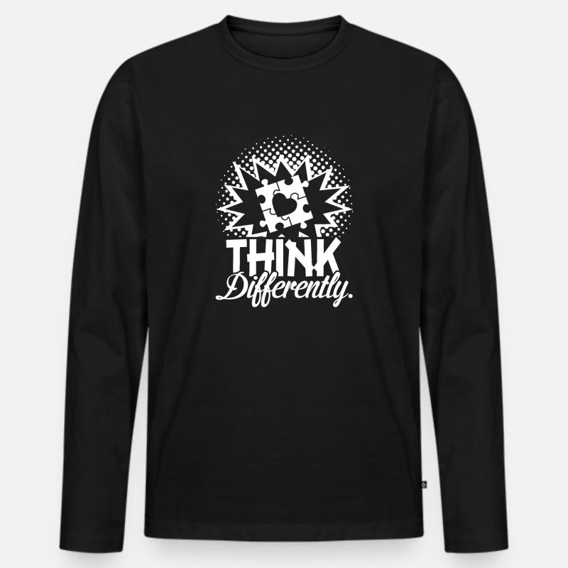 Autismusbewusstsein Autismus denkt anders - Männer Premium Bio Langarmshirt - Schwarz