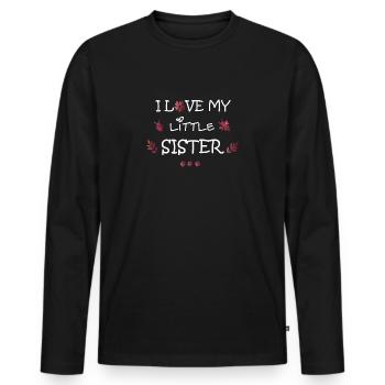 J'aime ma petite soeur - frères et sœurs cadeaux - T-shirt manches longues Premium bio Homme - noir - Devant - Nico (187cm)