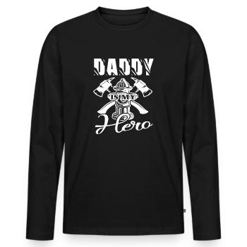 Firefighter My Daddy Is A Firefighter - Men's Premium Organic Long Sleeve Shirt - black - Front - Nico (187cm)