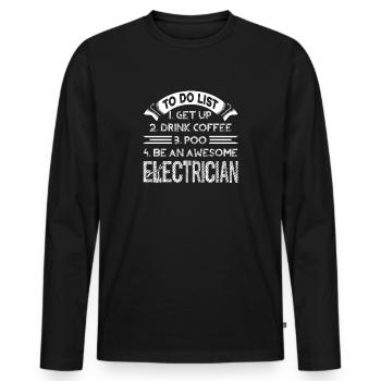 Electrician Be An Awesome Electrician - Men's Premium Organic Long Sleeve Shirt - black - Front - Nico (187cm)