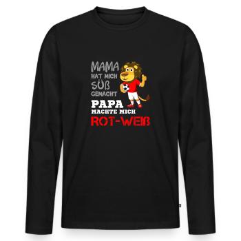 Rot-Weiß Fußball Verein Löwe Geschenk Rot Weiss - Männer Premium Bio Langarmshirt - Schwarz - Vorne - Nico (187cm)