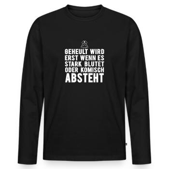 Geheult wird erst wenn... - Männer Premium Bio Langarmshirt - Schwarz - Vorne - Nico (187cm)