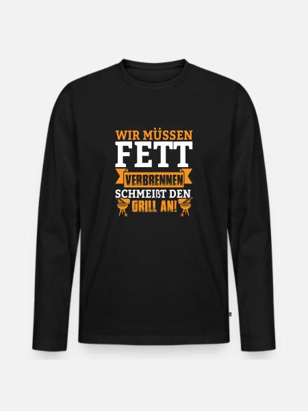 Fett verbrennen - Männer Premium Bio Langarmshirt - Schwarz