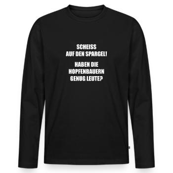 Bier und Spargel Shirt - SCHIESS AUF DEN SPARGEL - Männer Premium Bio Langarmshirt - Schwarz - Vorne - Nico (187cm)