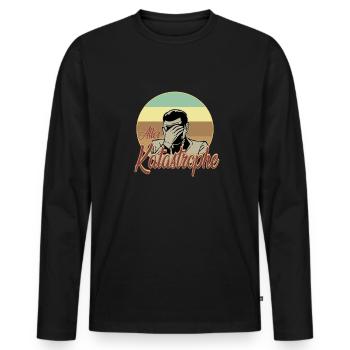 Old disaster vintage style - Men's Premium Organic Long Sleeve Shirt - black - Front - Nico (187cm)