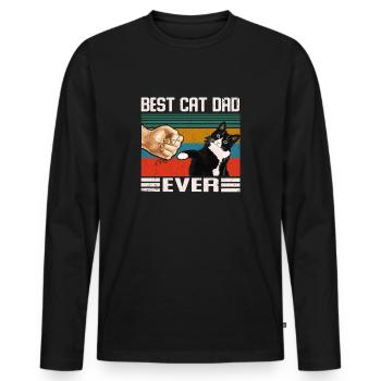 Best Cat Dad Ever Black cat best cat dad - Men's Premium Organic Long Sleeve Shirt - black - Front - Nico (187cm)