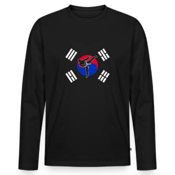 Taekwondo Tae Kwon Do with South Korea flag - Men's Premium Organic Long Sleeve Shirt - black - Front - Nico (187cm)