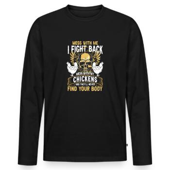 Mit meinen Hühnern spielen - Männer Premium Bio Langarmshirt - Schwarz - Vorne - Nico (187cm)