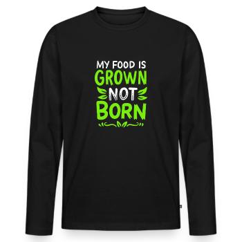 Végétarien ma nourriture n'est pas née cultivée - T-shirt manches longues Premium bio Homme - noir - Devant - Nico (187cm)