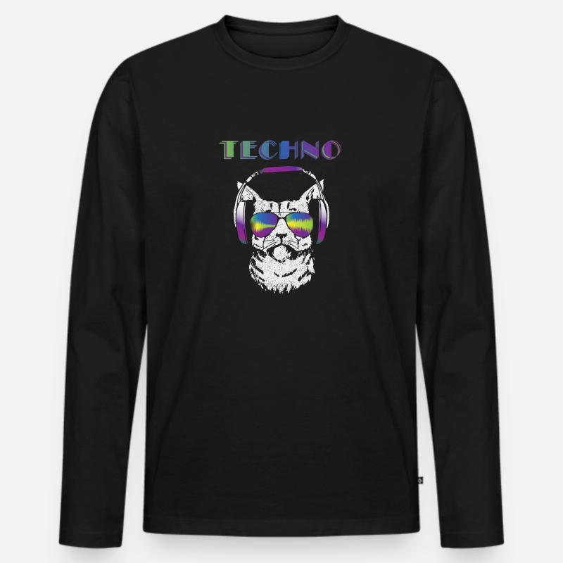Techno - Männer Premium Bio Langarmshirt - Schwarz