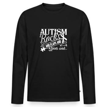 Sensibilisation à l'autisme Roches de l'autisme - T-shirt manches longues Premium bio Homme - noir - Devant - Nico (187cm)