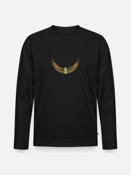 Adler Gold Eagle Golden - Männer Premium Bio Langarmshirt - Schwarz
