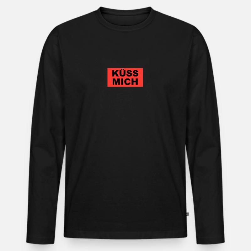 Küss Mich - Männer Premium Bio Langarmshirt - Schwarz