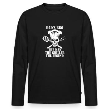 Barbecue de papa - T-shirt manches longues Premium bio Homme - noir - Devant - Nico (187cm)