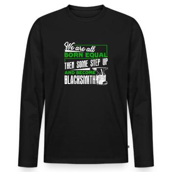 Blacksmith The Best Become Blacksmith - Men's Premium Organic Long Sleeve Shirt - black - Front - Nico (187cm)