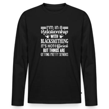 Blacksmith In Relationship With Blacksmithing - Men's Premium Organic Long Sleeve Shirt - black - Front - Nico (187cm)