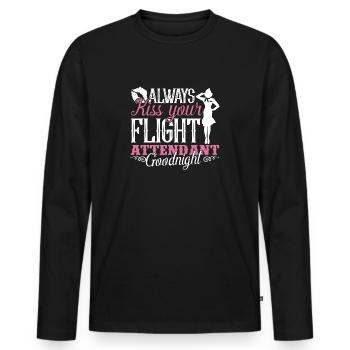 Agent de bord Embrassez votre agent de bord - T-shirt manches longues Premium bio Homme - noir - Devant - Nico (187cm)