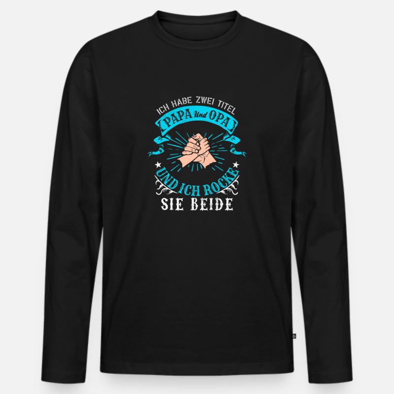 Papa und Opa - Männer Premium Bio Langarmshirt - Schwarz