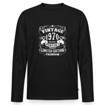 1970 Born Birth Birthday Birthday Vintage - Men's Premium Organic Long Sleeve Shirt - black - Front - Nico (187cm)