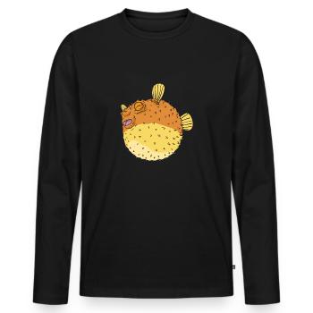 Poisson sphérique - T-shirt manches longues Premium bio Homme - noir - Devant - Nico (187cm)