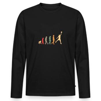 vintage, retro evolution basketball basket with dunk - Men's Premium Organic Long Sleeve Shirt - black - Front - Nico (187cm)