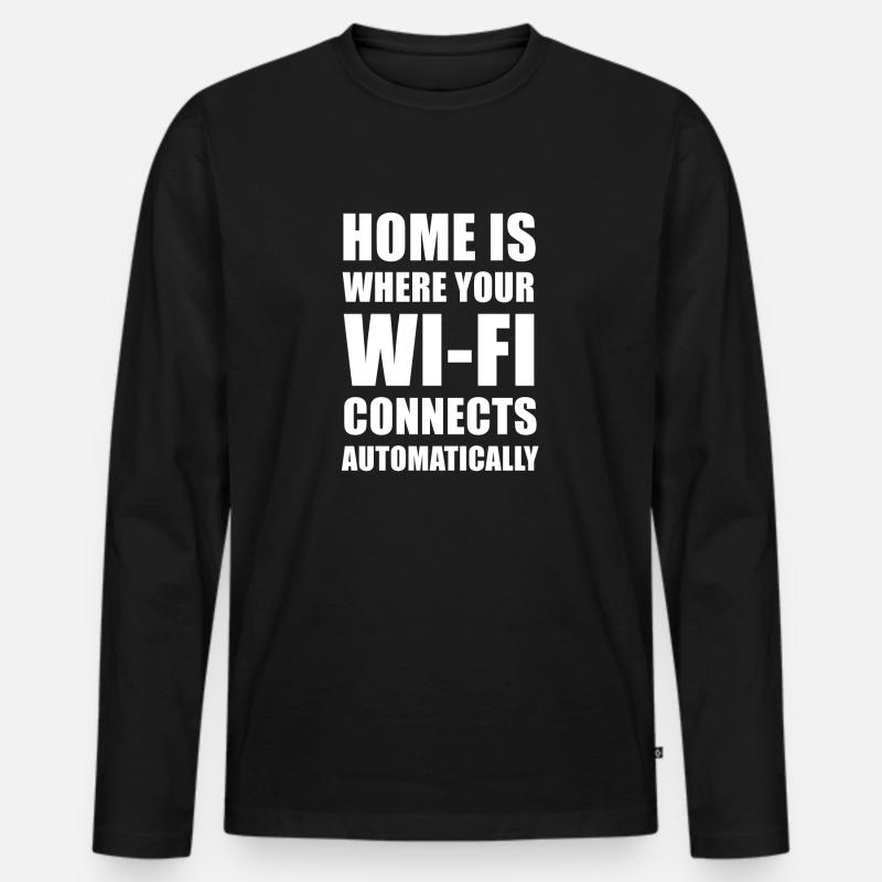 Home Is Where Your Wi-Fi Connects Automatically Ga - Männer Premium Bio Langarmshirt - Schwarz