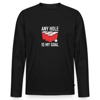 Beer pong Beer pong - T-shirt manches longues Premium bio Homme - noir - Devant - Nico (187cm)